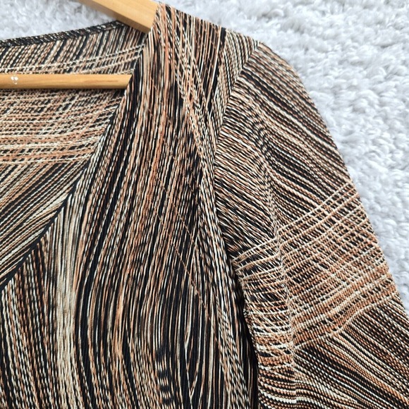 Vintage Arden B Shirt Womens Large Brown Flare Sleeves V-Neck Boho Stretch Y2K - Picture 3 of 12